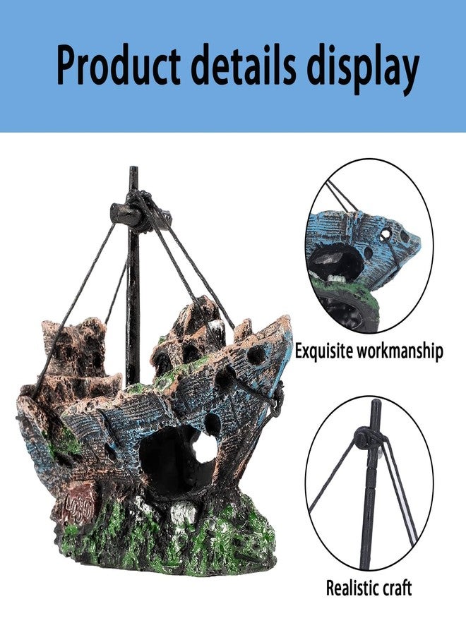 Pmeixcy Fish Tank Decorations, Pirate Ship Ornament for Aquarium, Resin Fish Tank Accessories, 7.5 * 2.5 * 5.5cm Decorative Piece for Any Location - Image 3